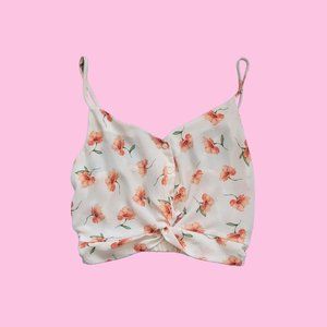 White And Pink Floral crop top